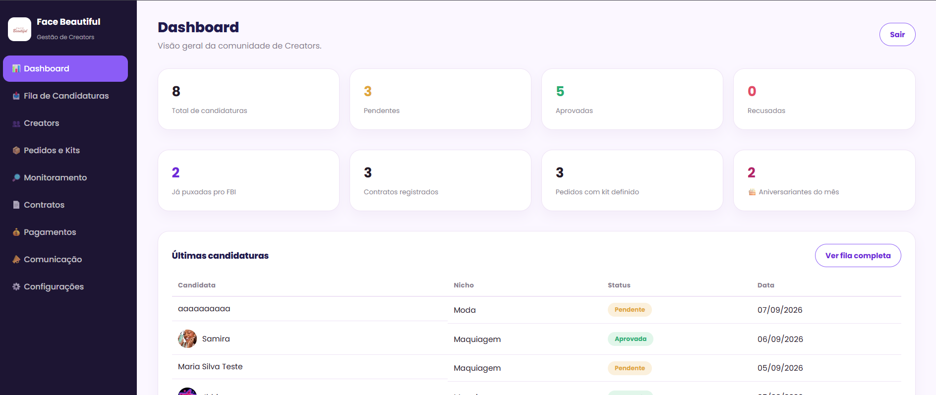 FB Creator — Gestão de Creators