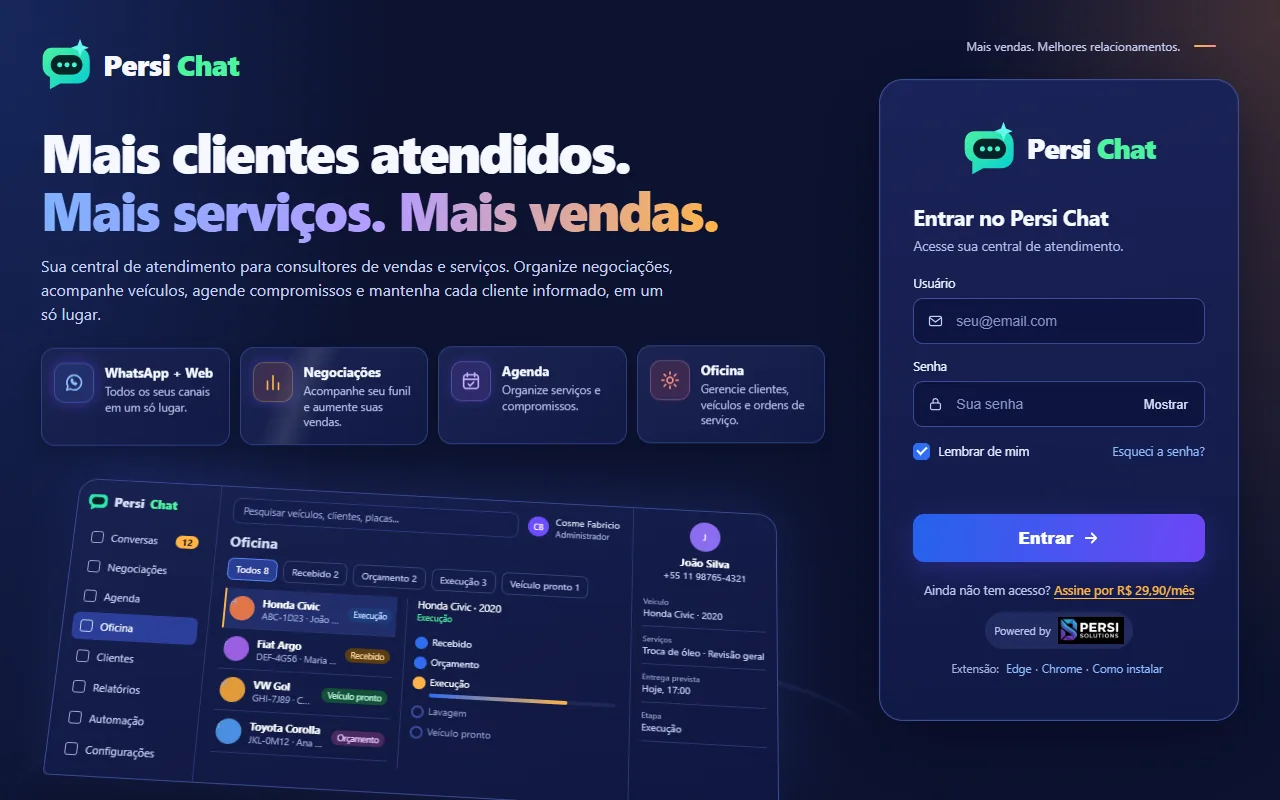 Tela de entrada do Persi Chat